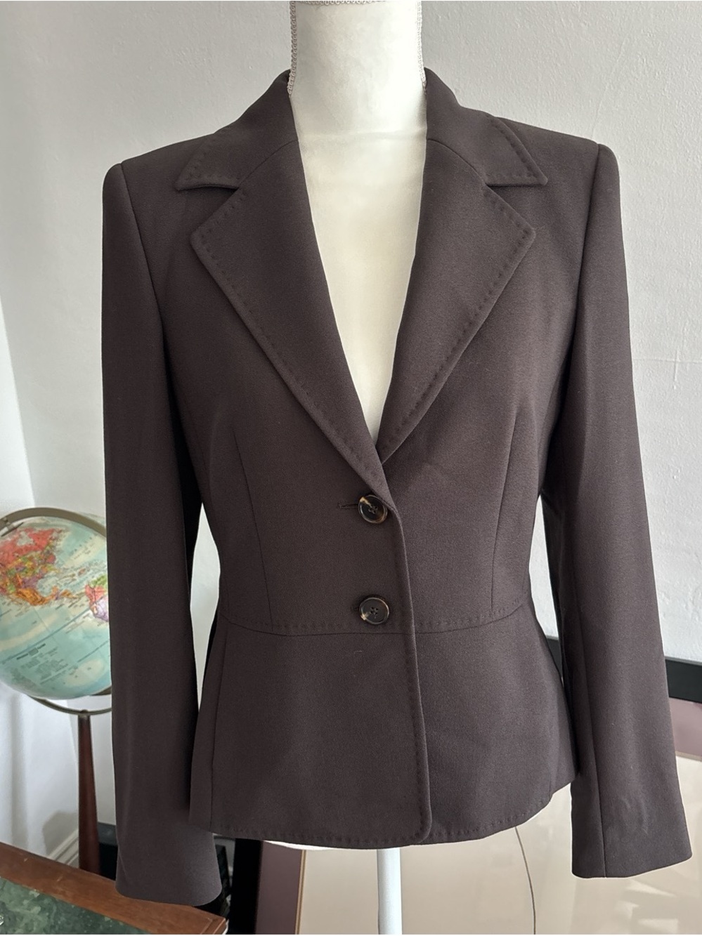 Escada Tailored Women's Brown Blazer Jacket virgin wool blend size 36